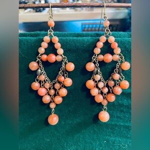 Pink Agate Chandelier Dangle Earrings